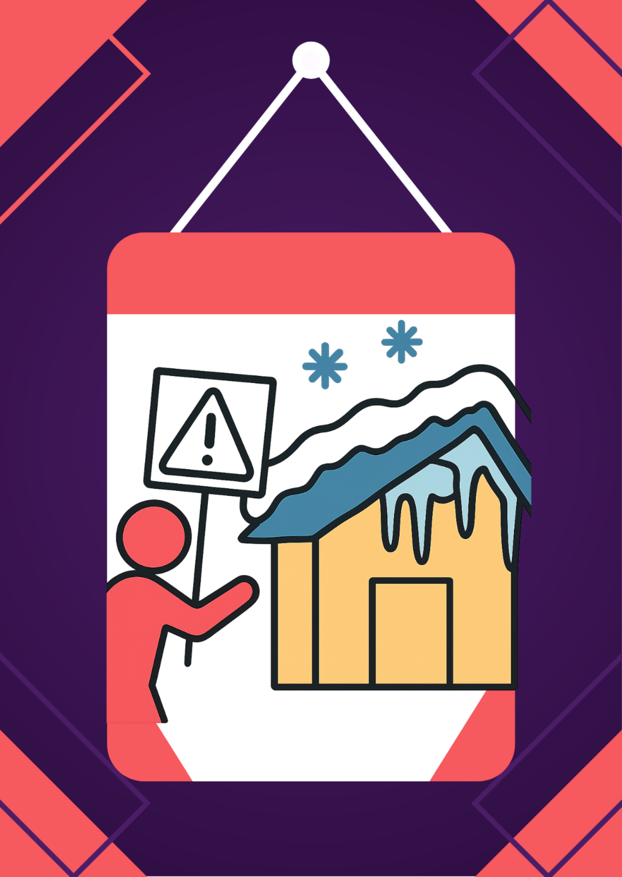 Ostrzeżenie dotyczące ryzyka osuwania się z dachu lodu i śniegu