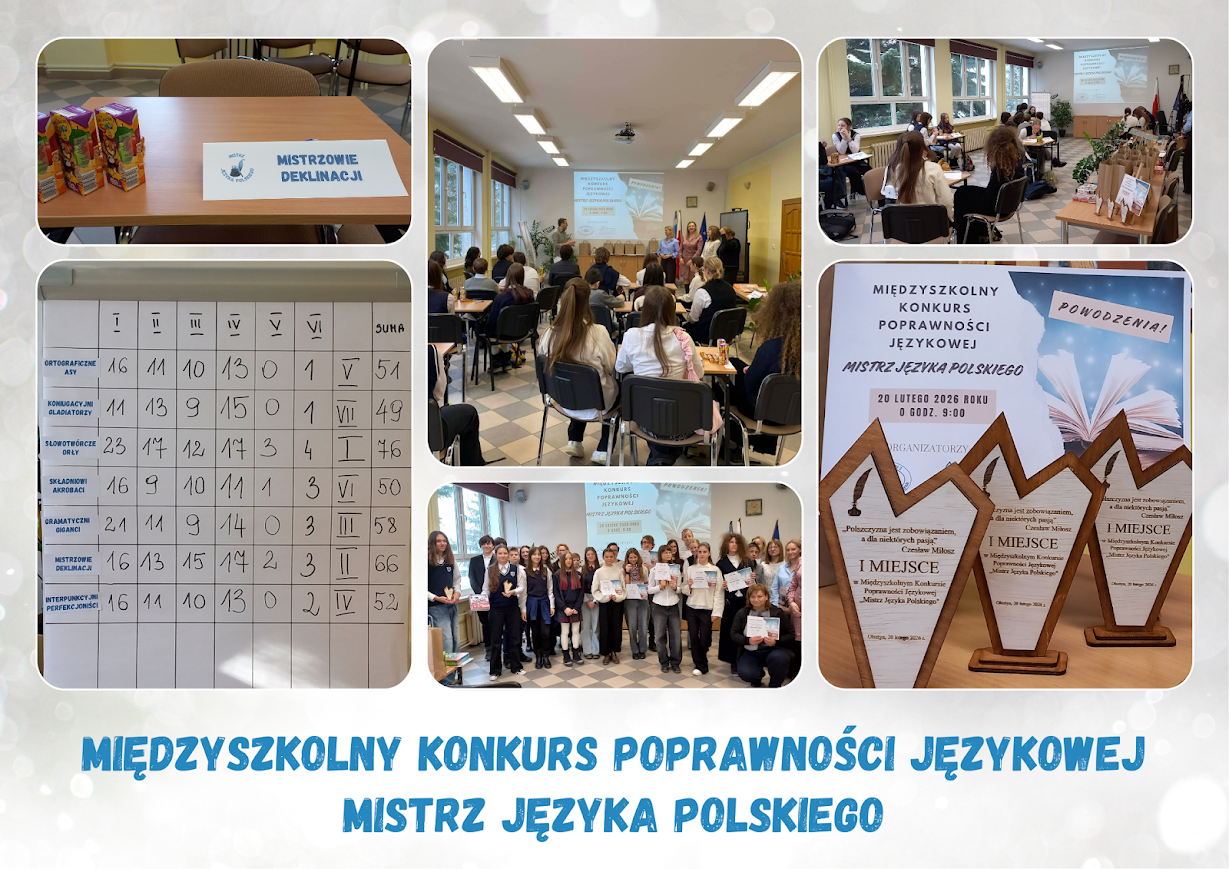 Zdjęcia z Międzyszkolnego Konkursu Poprawności Językowej "Mistrz Języka Polskiego"